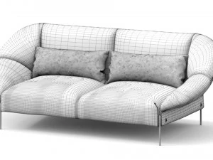 sofa flared arm loveseat tobacco l modern designer two-seat couch 3D Model