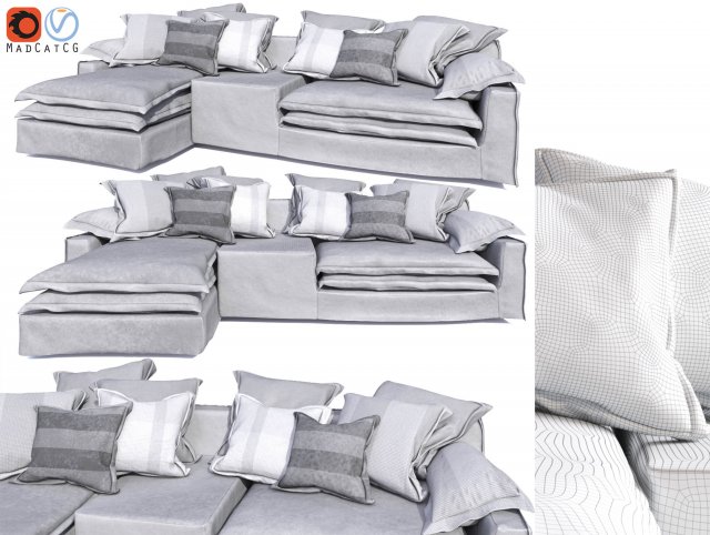 linteloo jans new elements sofa 4 seat adjustable grey 3D Модель .c4d .max .obj .3ds .fbx .stl .blend 