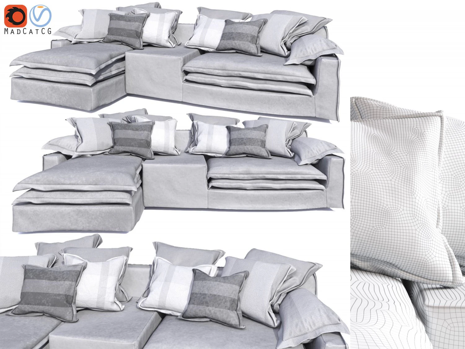 linteloo jans new elements sofa 4 seat adjustable grey 3D Model .c4d .max .obj .3ds .fbx .stl .blend
