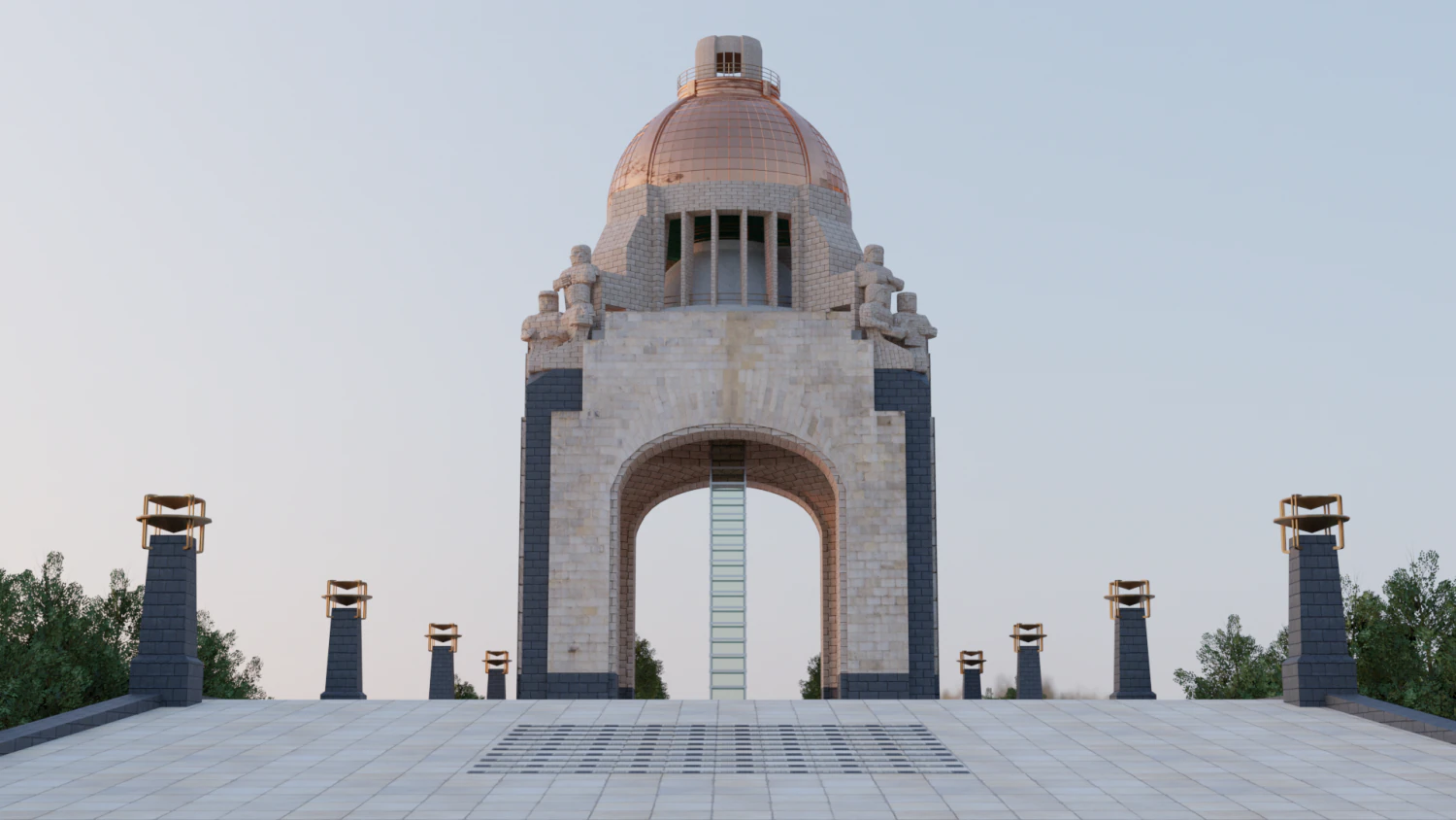 Mexican monument - monument to the revolution 3D Model .c4d .max .obj .3ds .fbx .stl .blend 