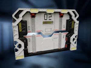 pintu spacebase scifi pbr poli rendah Model 3D