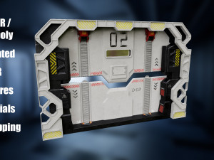 Scifi Spacebase Door PBR Low-poly Modelo 3D