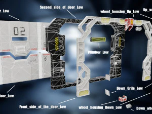 Scifi Spacebase Door PBR Low-poly 3D Model