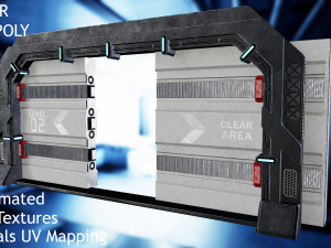Scifi Space and Bunker doors PBR textures Low-poly Model 3D