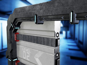 Scifi Space and Bunker doors PBR textures Low-poly Model 3D
