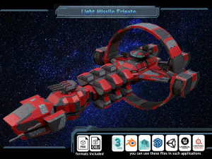 Nave espacial LOW-poly Sci-Fi Light m&iacute;ssil Fragata Low-poly Modelo 3D