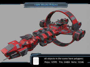 LOW-poly spaceship Sci-Fi Light missile Frigate Low-poly 3D Model