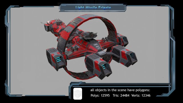 LOW-Poly Spaceship Sci-Fi Light Missile Frigate Low-Poly 3D Model.