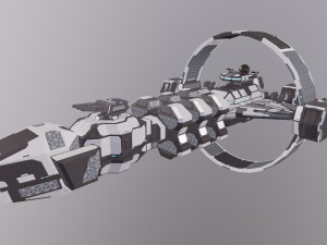 LOW-poly spaceship Sci-Fi Light missile Frigate Low-poly 3D Model