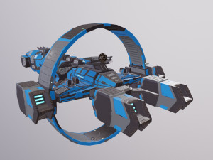 LOW-poly spaceship Sci-Fi Light missile Frigate Low-poly 3D Model