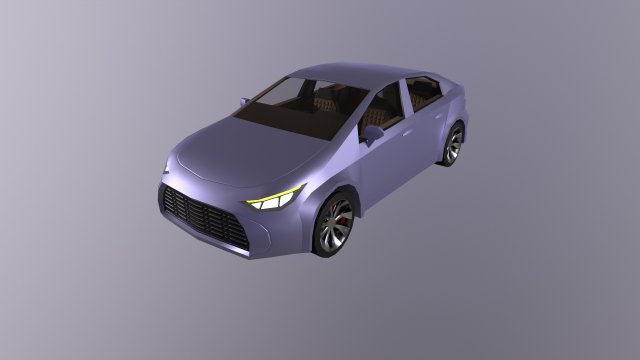 City Car sedan VR AR low-poly Cartoon with interior VR - AR - low-poly 3D 모델 .c4d .max .obj .3ds .fbx .stl .blend 