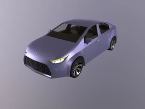 सिटी कार सेडान वीआर एआर लो-पॉली कार्टून इंटीरियर के साथ वीआर - एआर - लो-पॉली 3D मॉडल