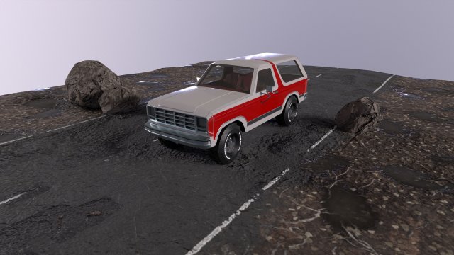 Low-poly SUV car with interior and exterior PBR Low-poly 3D Model .c4d .max .obj .3ds .fbx .stl .blend 