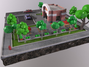 Low-poly 3D PBR set pizzeria City VR Low-poly 3D 模型