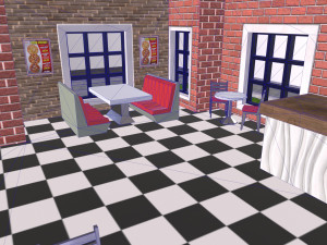 Low-poly 3D PBR set pizzeria City VR Low-poly 3D 模型