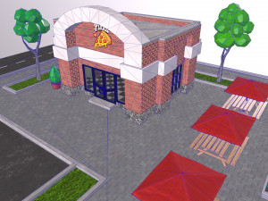 Low-poly 3D PBR set pizzeria City VR Low-poly 3D 模型