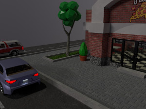 Low-poly 3D PBR set pizzeria City VR Low-poly 3D 模型