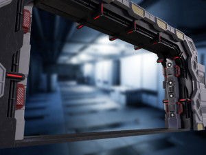 Scifi Space Door PBR VR AR low-poly Low-poly Modello 3D