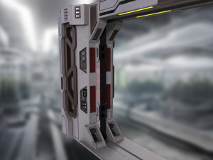 Scifi Laboratory moonbase Door VR low-poly 3D-Modell