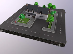 PBR 3D poli rendah mengatur Hause VR poli rendah Model 3D