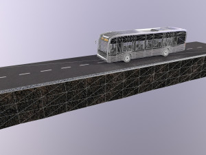 Low-poly 3D PBR set City Bus station Low-poly 3D Modell
