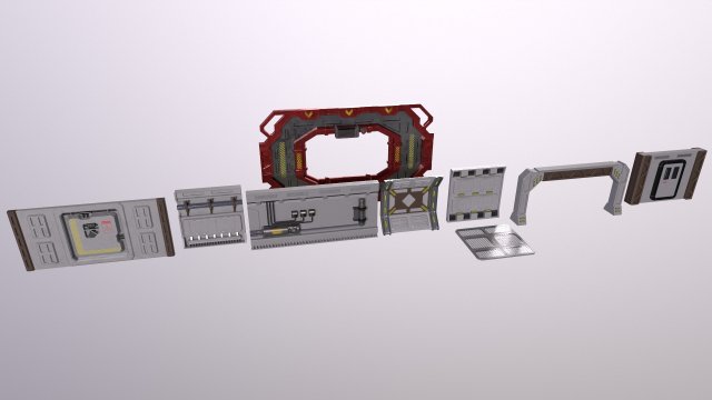 Sci-fi Architecture PBR Panels kitbash Low-poly Modelo 3D .c4d .max .obj .3ds .fbx .stl .blend 