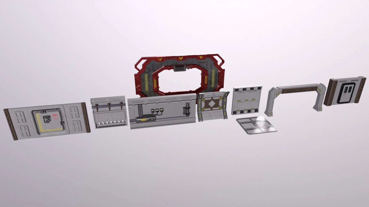 Arquitectura de ciencia ficción Paneles PBR kitbash Low-poly Modelo 3D .c4d .max .obj .3ds .fbx .stl .blend