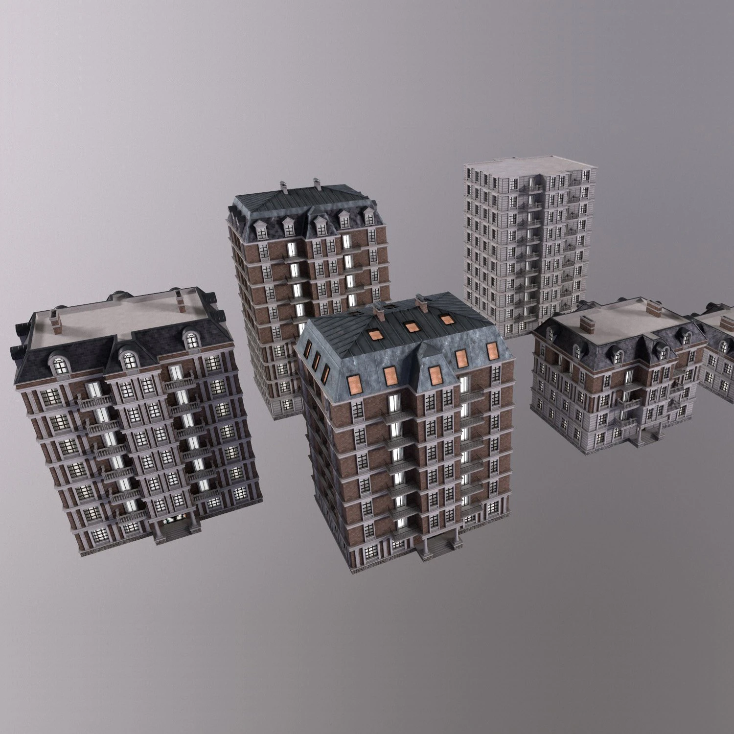 Architecture PBR City Buildings kitbash VR 3D Model .c4d .max .obj .3ds .fbx .stl .blend