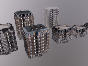 Architecture PBR City Buildings kitbash VR 3D Model