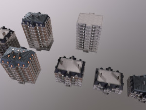 Architecture PBR City Buildings kitbash VR 3D Model