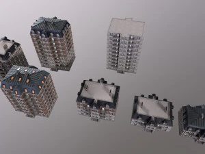 Architecture PBR City Buildings kitbash VR 3D Model