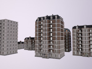Architecture PBR City Buildings kitbash VR 3D Model