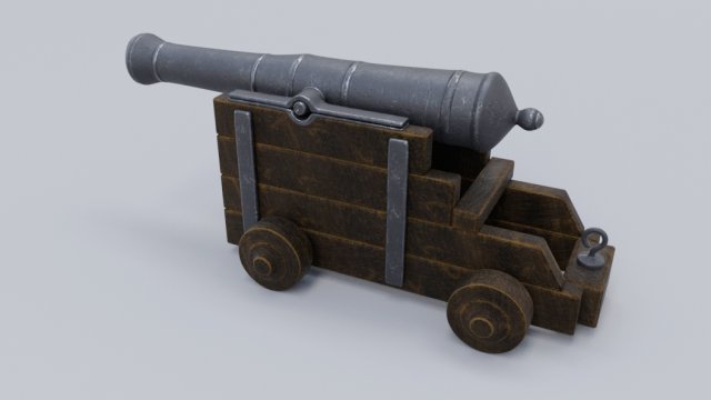 low poly cannon low-poly low-poly 3D 模型 .c4d .max .obj .3ds .fbx .stl .blend 