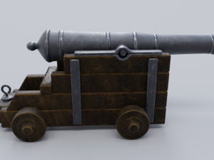 low poly cannon low-poly low-poly 3D 模型