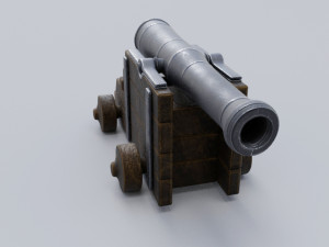 low poly cannon low-poly low-poly 3D 模型