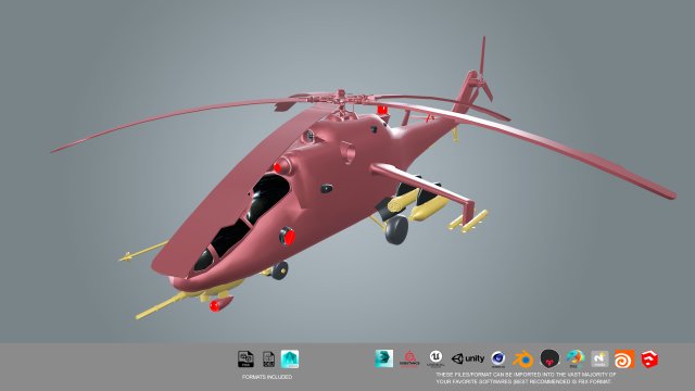 low poly helicopter 3D-Modell .c4d .max .obj .3ds .fbx .stl .blend 