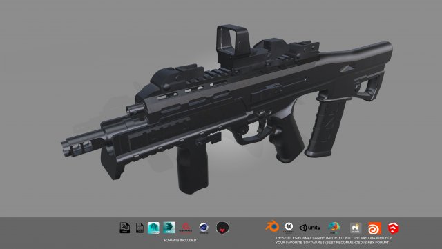 low-poly rifle 3D 모델 .c4d .max .obj .3ds .fbx .stl .blend 