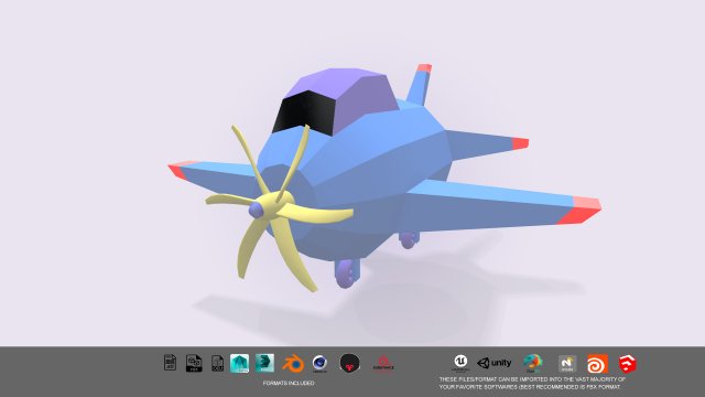 low poly stylized aircraft 3D Model .c4d .max .obj .3ds .fbx .stl .blend 
