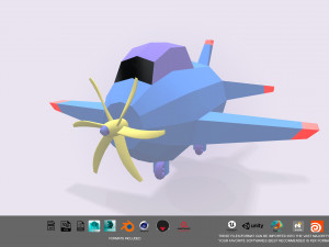 low poly stylized aircraft  3D Model