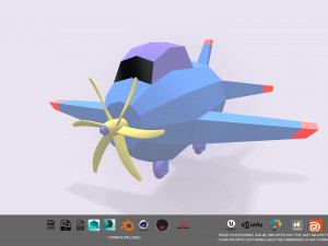 low poly stylized aircraft 3Dモデル