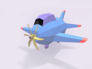 low poly stylized aircraft 3D Model