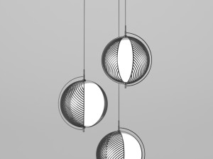 pendant lamp with ball-shaped shade pluto Model 3D