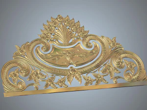 floral bed frame with rose and twisted leaves wood carving file stl 3D Model