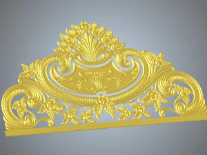 floral bed frame with rose and twisted leaves wood carving file stl 3D Model