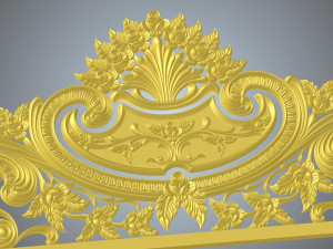 floral bed frame with rose and twisted leaves wood carving file stl Model 3D