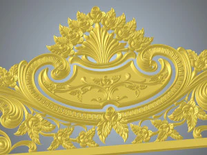 floral bed frame with rose and twisted leaves wood carving file stl 3D Model