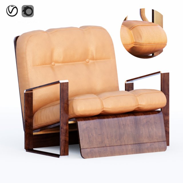Leather arm chair 3D-Modell .c4d .max .obj .3ds .fbx .stl .blend 