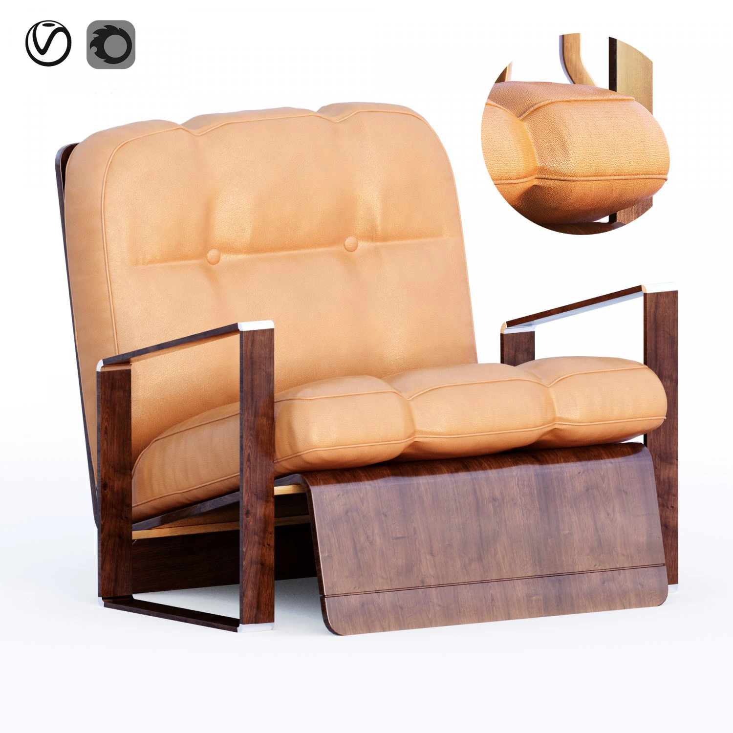 Leather arm chair 3D Model .c4d .max .obj .3ds .fbx .stl .blend