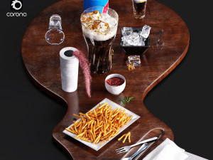 Pepsi set with french fries 3D-Modell