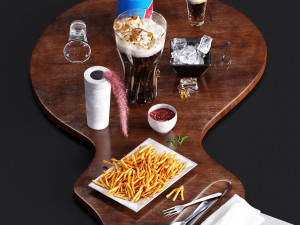 Pepsi set with french fries 3D-Modell